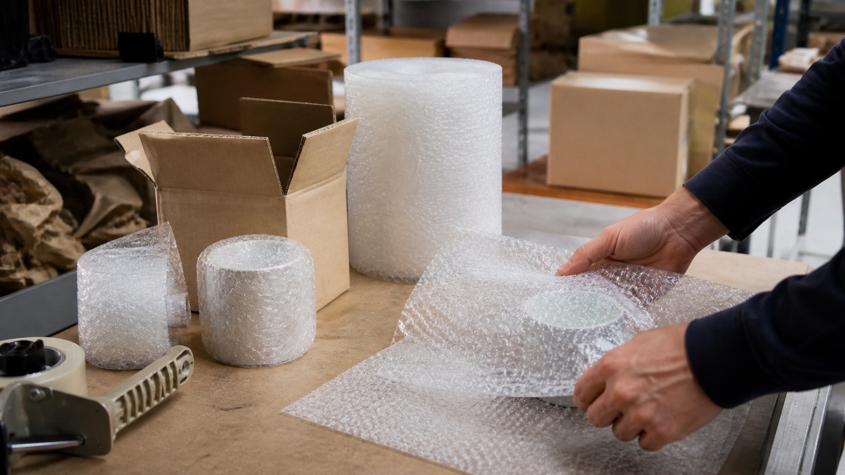 Bubble wrap protecting e-commerce parcels