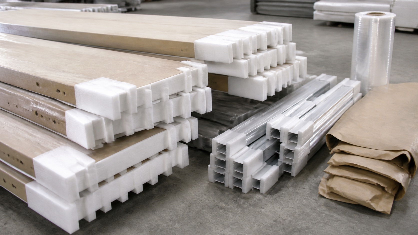 EPE profiles protecting furniture and aluminum edges